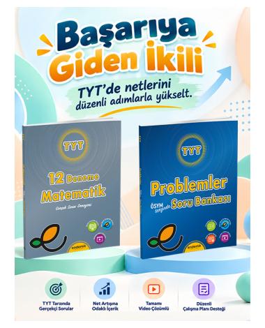 TYT 12 Deneme Matematik ve TYT Problemler Soru Bankası 2'li Set