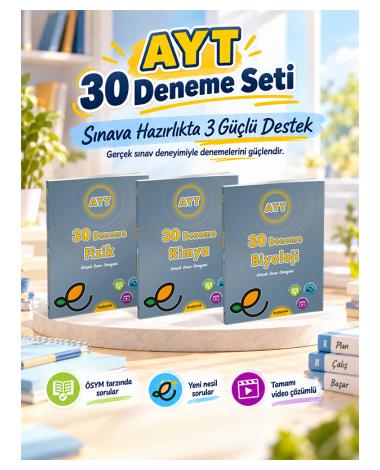 AYT 30'lu Deneme Fizik-Kimya-Biyoloji 3'lü Set