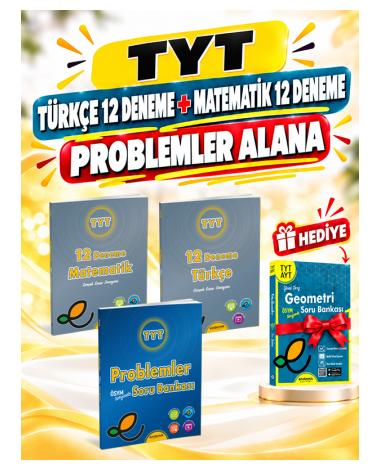 TYT 12 Deneme Matematik-Türkçe ve TYT Problemler Soru Bankası 3'lü Set