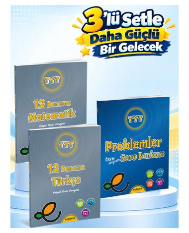 TYT 12 Deneme Matematik-Türkçe ve TYT Problemler Soru Bankası 3'lü Set
