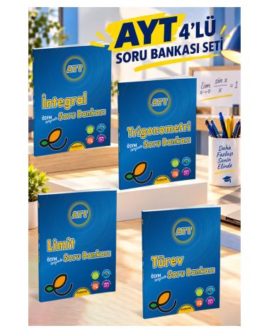 AYT Matematik 4'lü Soru Bankası Seti - İntegral Limit Trigonometri Türev