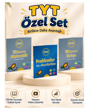 TYT 12 Deneme Matematik-Türkçe ve TYT Problemler Soru Bankası 3'lü Set