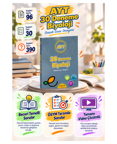 AYT BİYOLOJİ 30'lu DENEME SINAVI - Yeni
